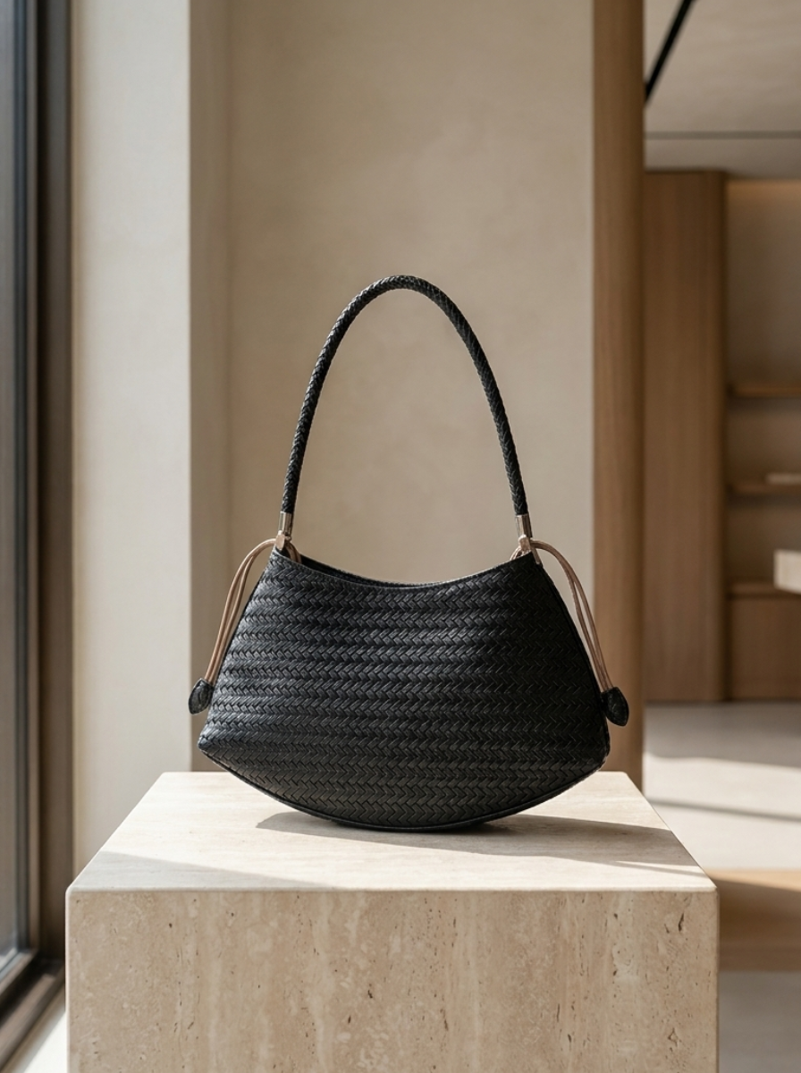 Alya Woven Crescent Shoulder Bag