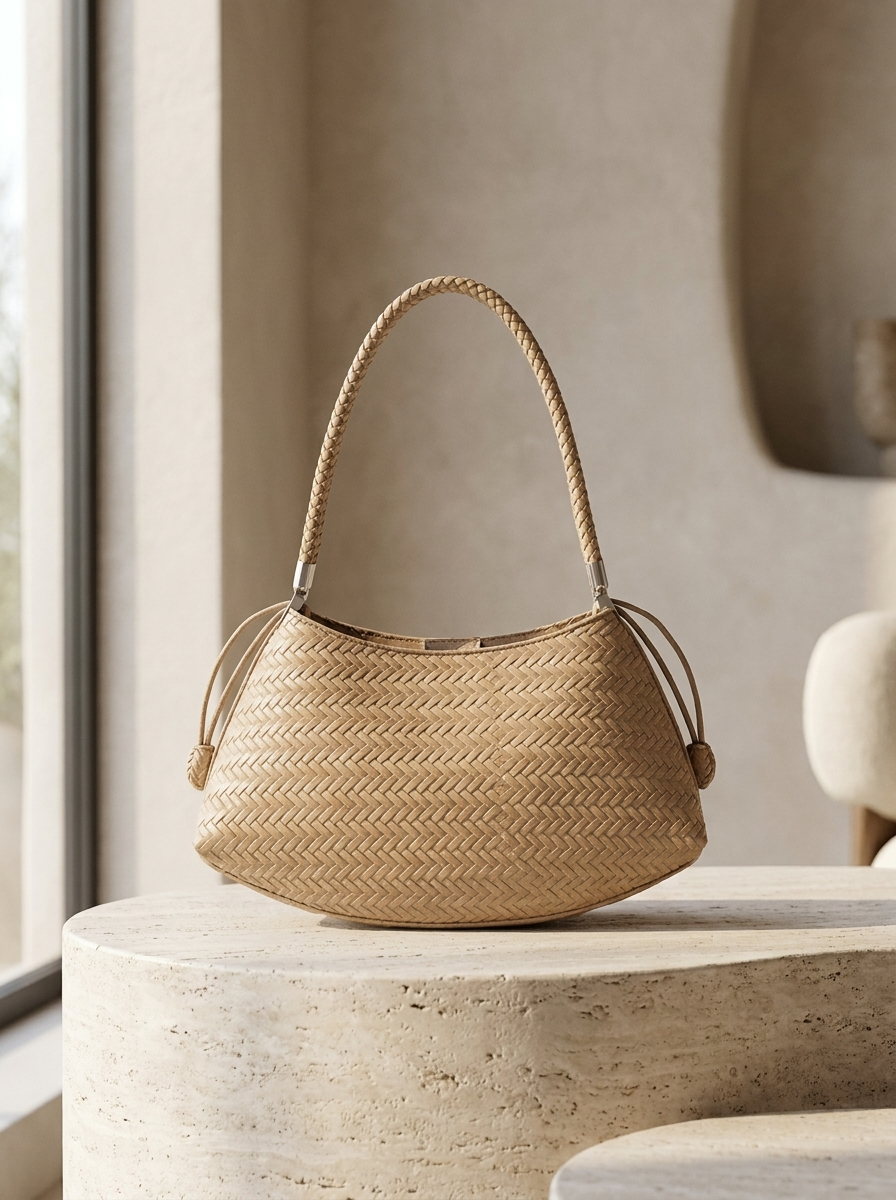 Alya Woven Crescent Shoulder Bag