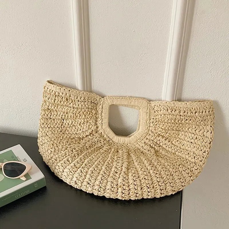 Alyana Half-Moon Rattan Tote Bag