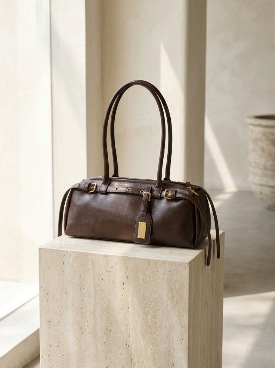 Audrey Vintage Barrel Shoulder Bag
