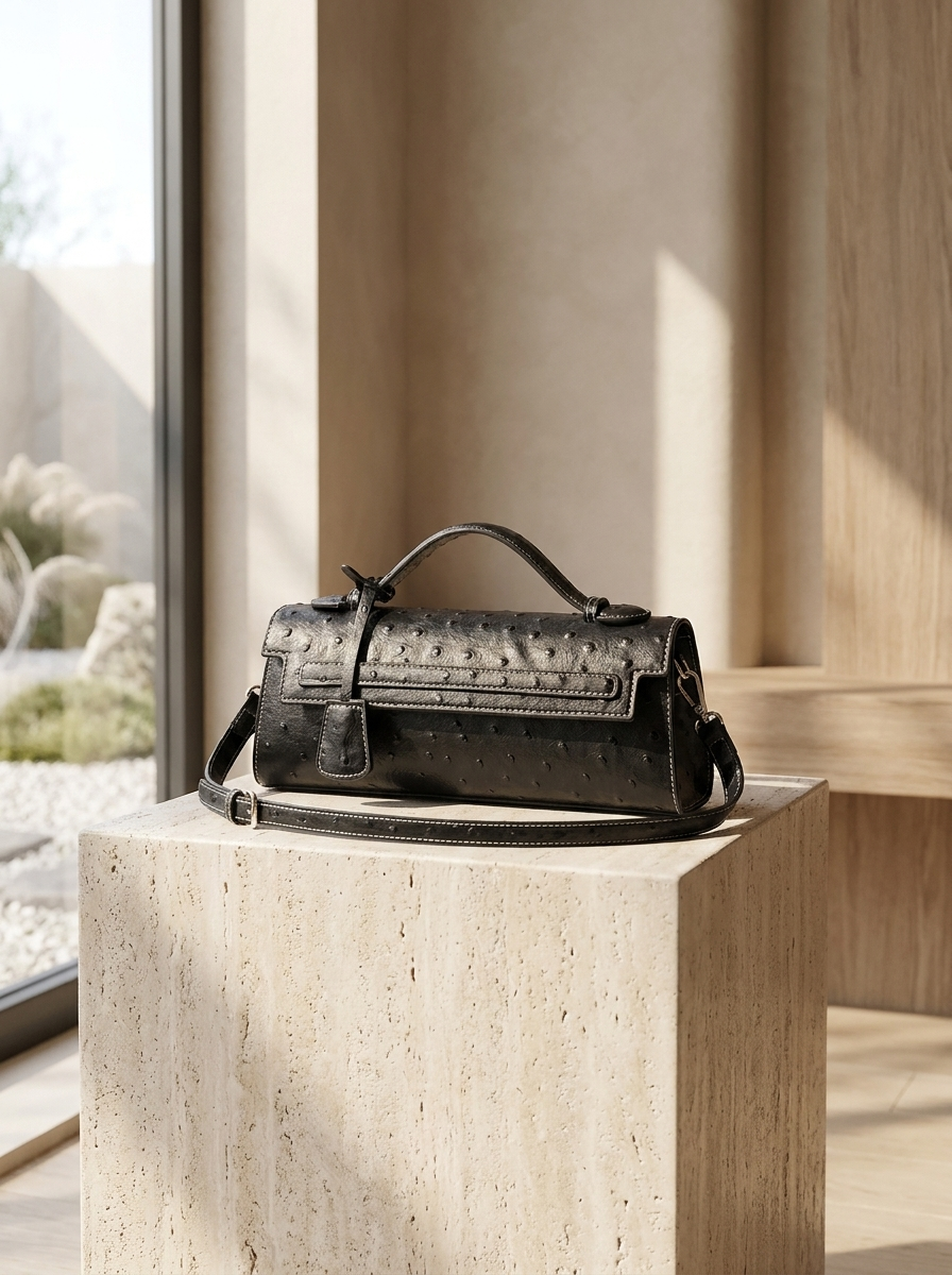 Bianca Ostrich Embossed Evening Clutch