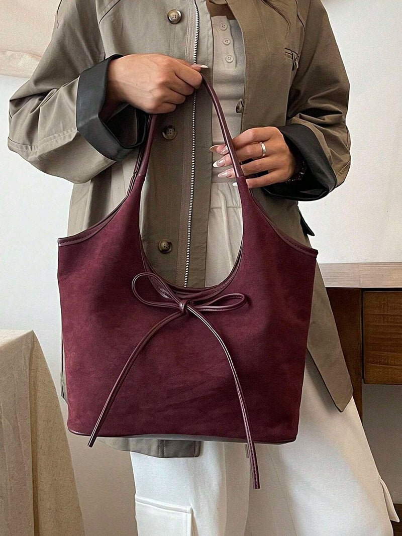 Florence Suede Bow Tote Bag