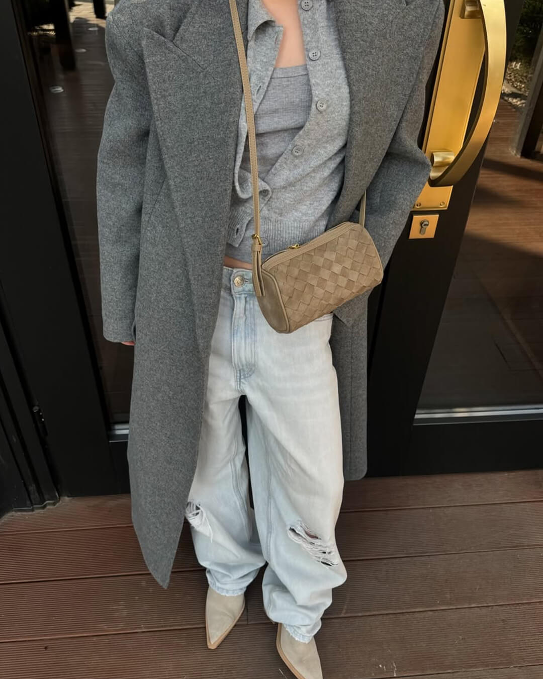 Jessica Woven Suede Shoulder Bag