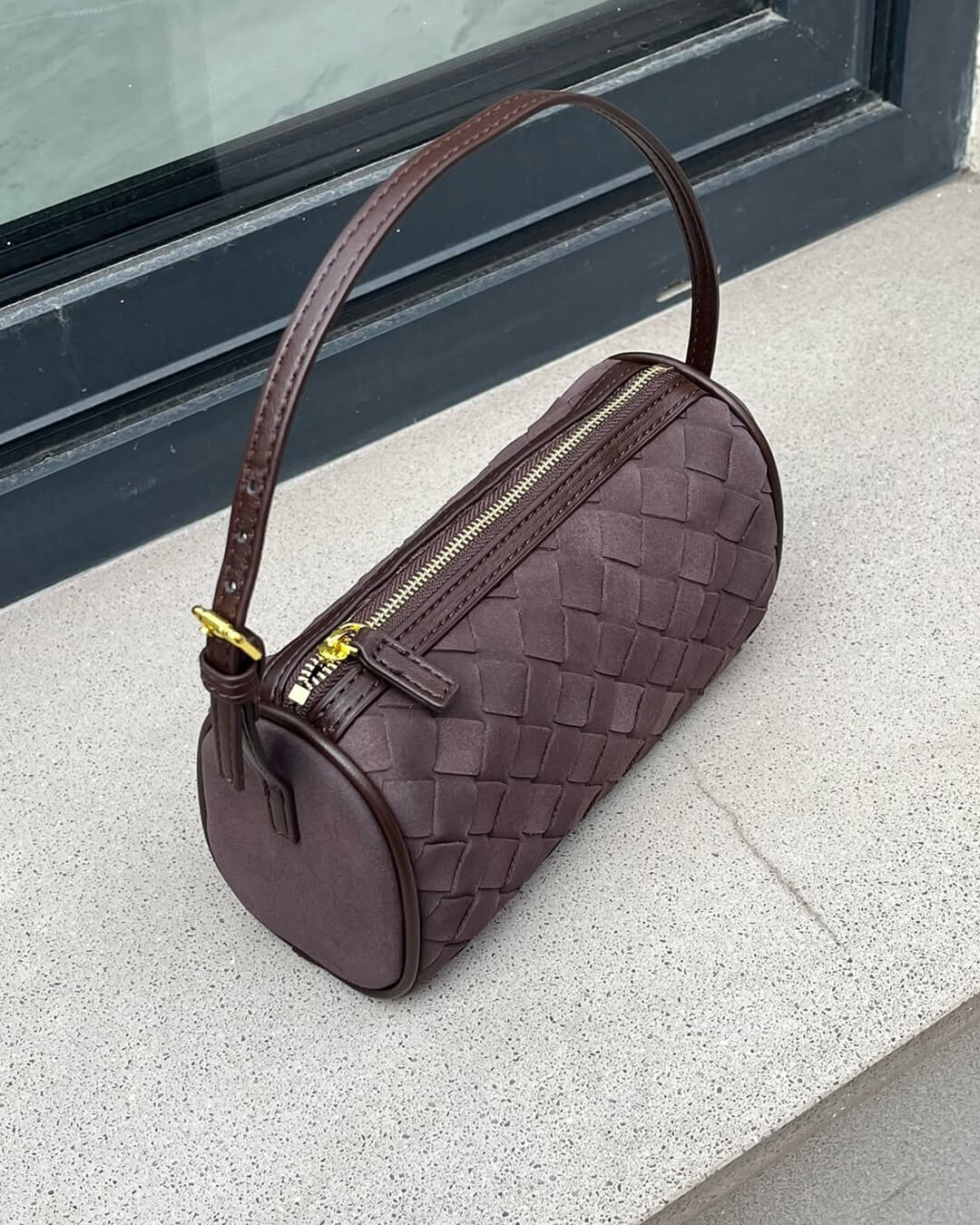 Jessica Woven Suede Shoulder Bag