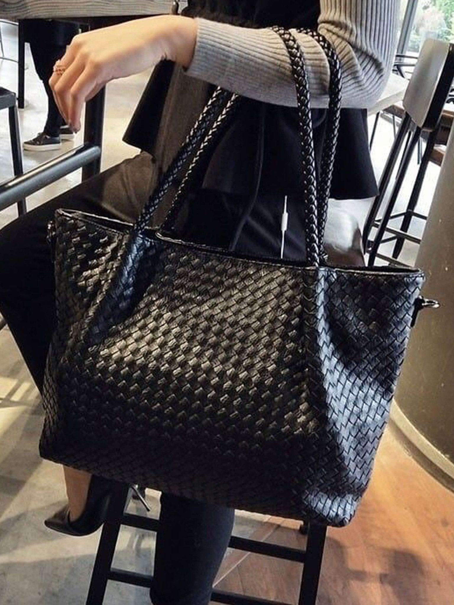 Natalie Woven Weekender Tote Bag