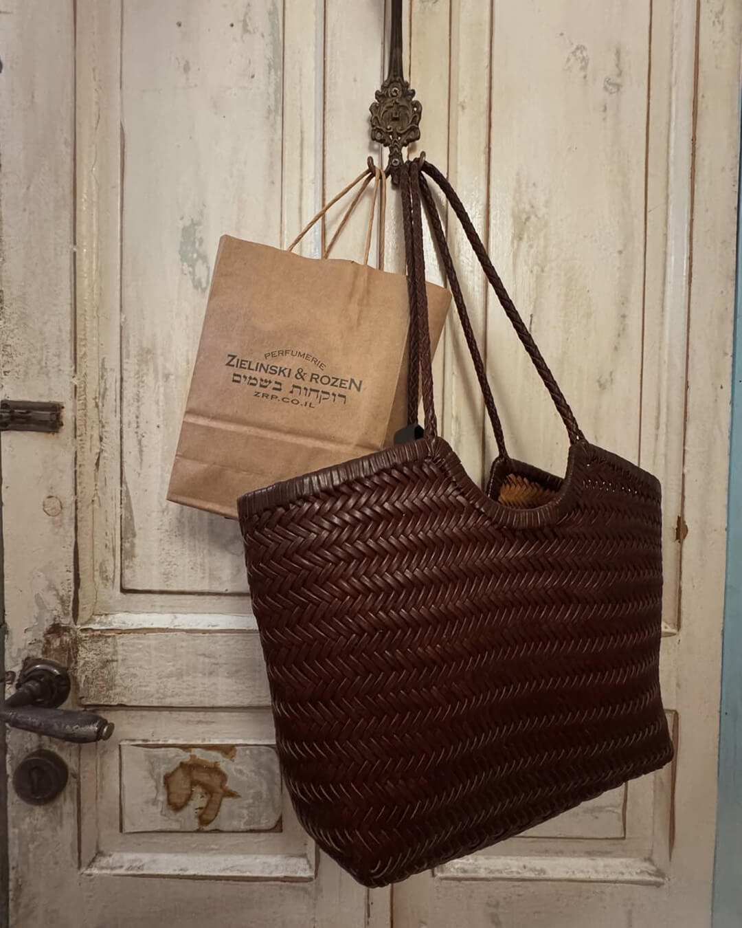 Rica Woven Faux Leather Tote Bag