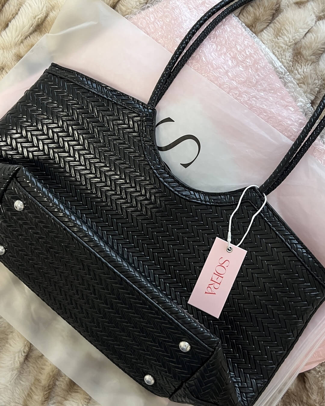 Rica Woven Faux Leather Tote Bag