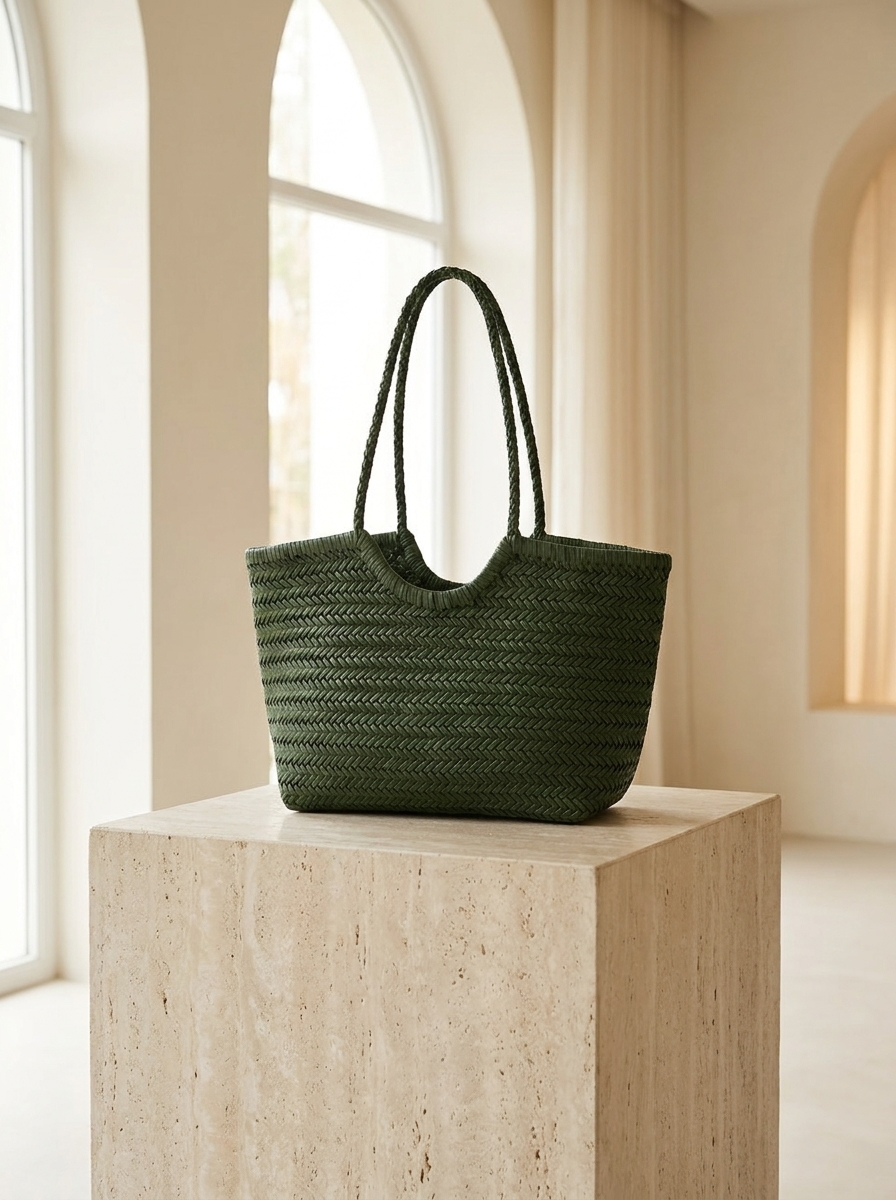 Rica Woven Faux Leather Tote Bag