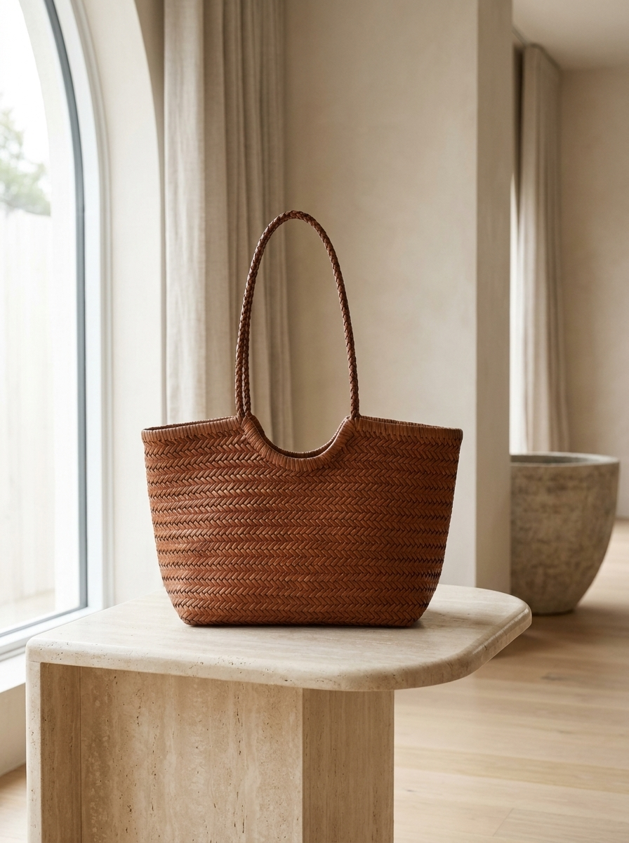 Rica Woven Faux Leather Tote Bag