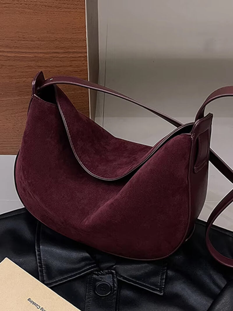 Sienna Curved Suede Shoulder Bag