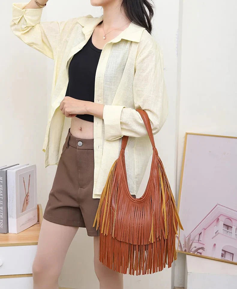 Tatiana Fringe Hobo Shoulder Bag