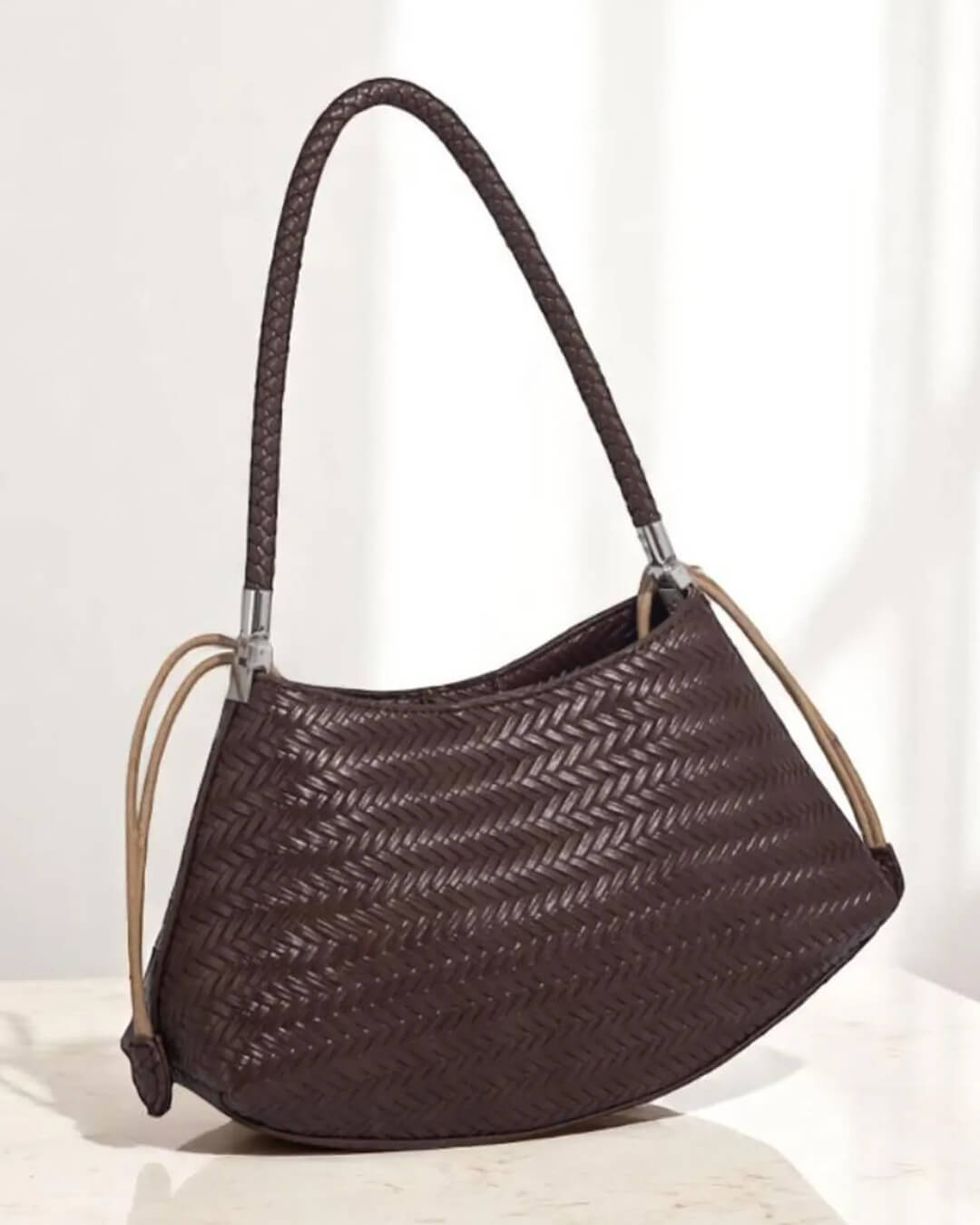 Alya Woven Crescent Shoulder Bag
