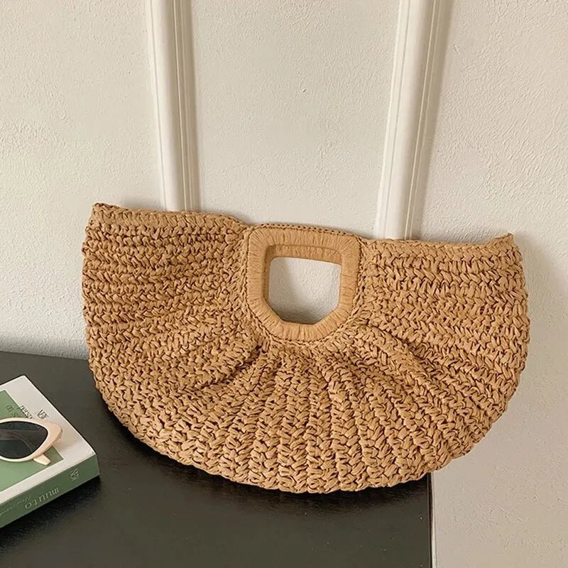 Alyana Half-Moon Rattan Tote Bag