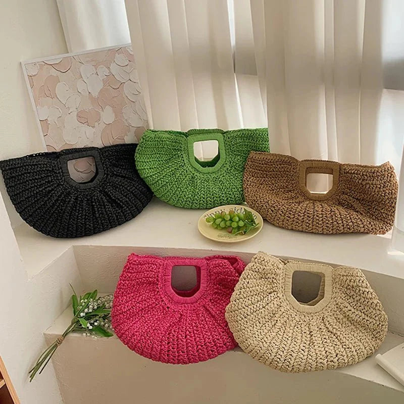 Alyana Half-Moon Rattan Tote Bag