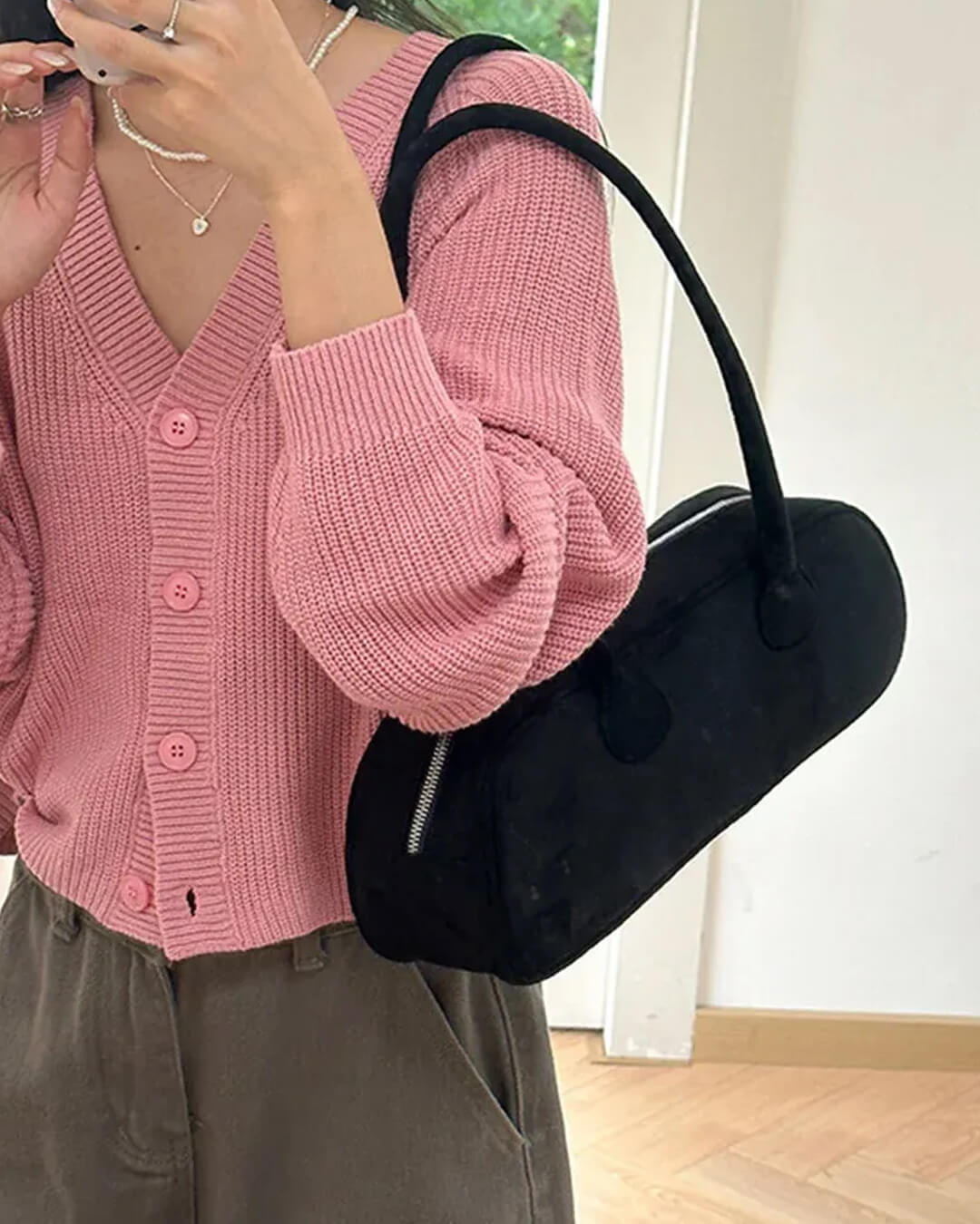 Aveline Suede Shoulder Handbag