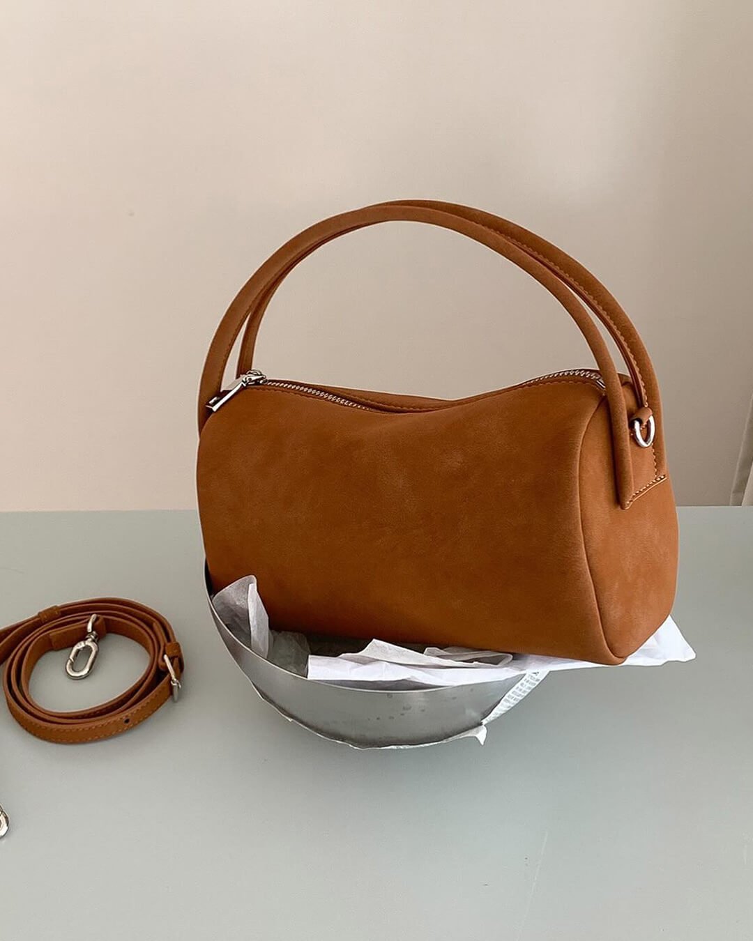 Bella Convertible Suede Shoulder Bag