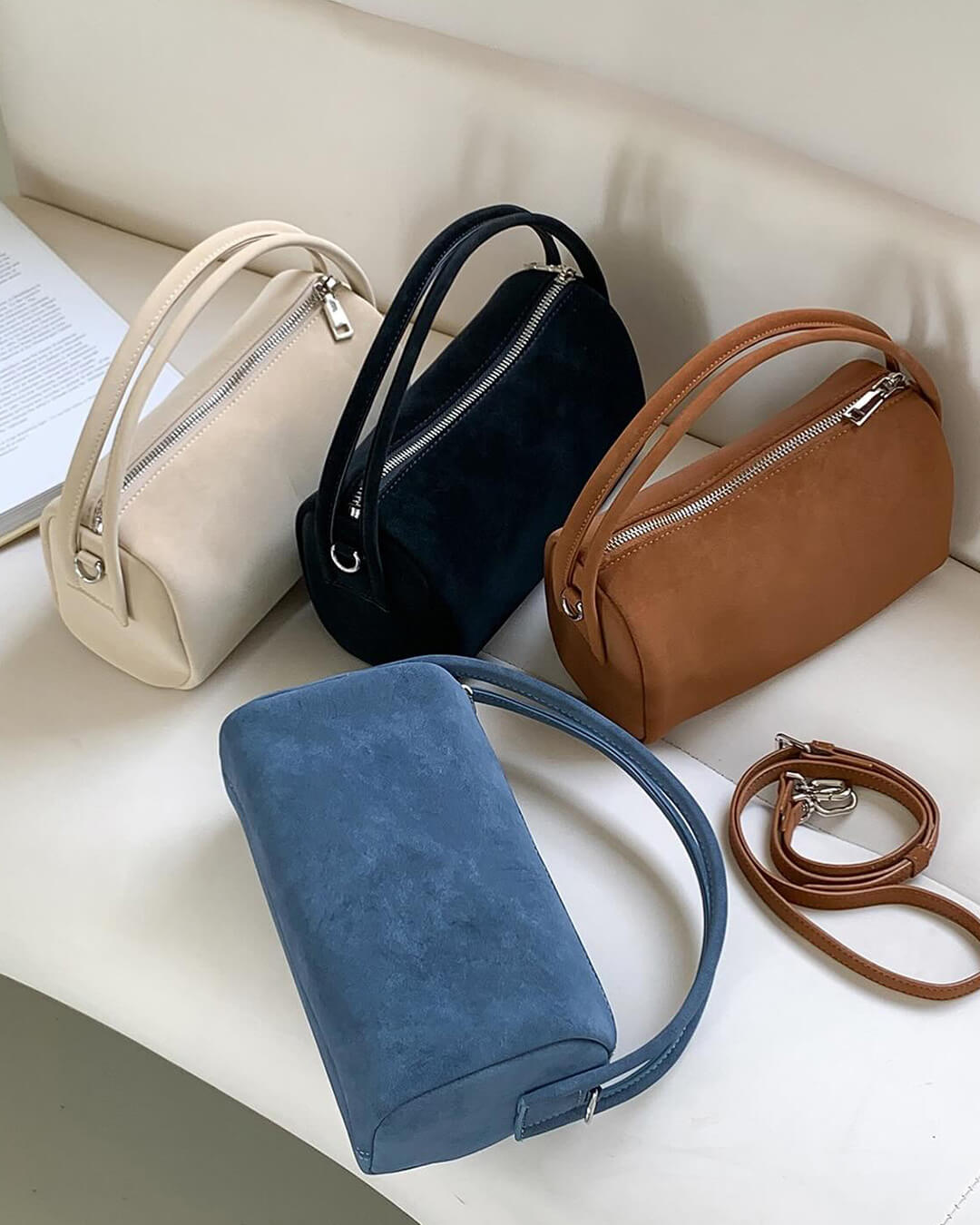 Bella Convertible Suede Shoulder Bag