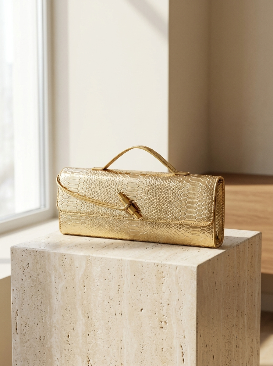 Bianca Croc-Embossed Evening Bag