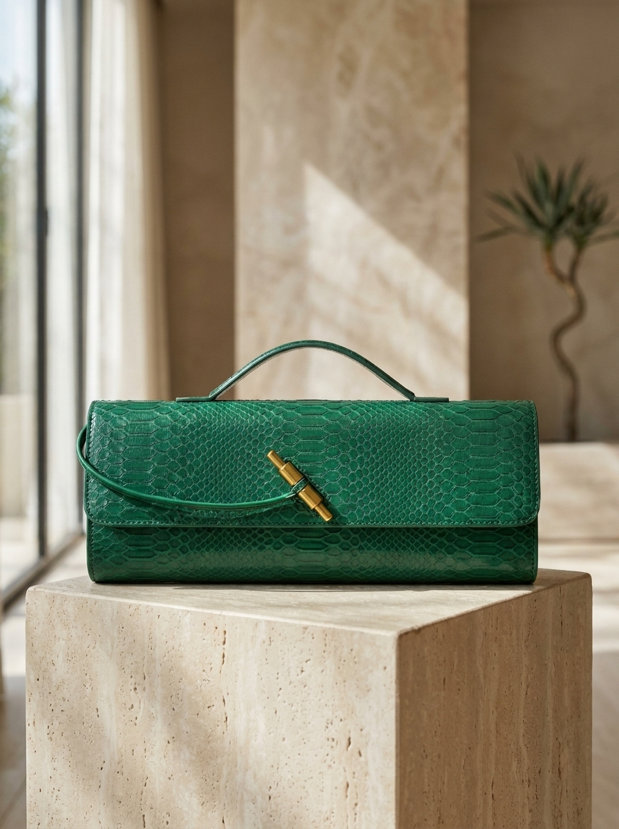 Bianca Croc-Embossed Evening Bag