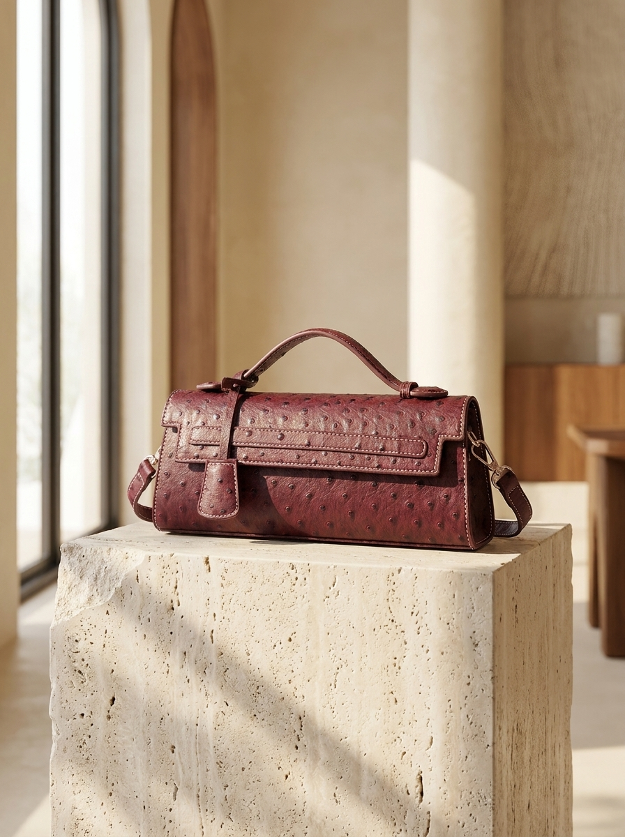 Bianca Ostrich Embossed Evening Clutch