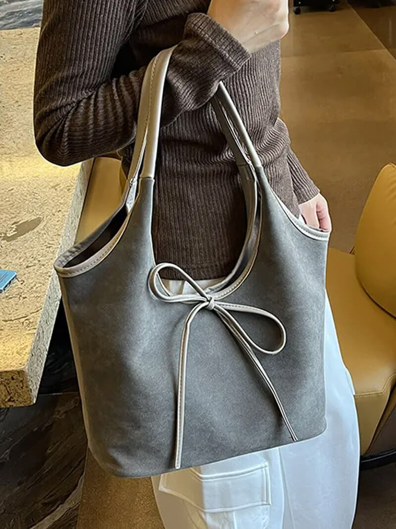 Florence Suede Bow Tote Bag
