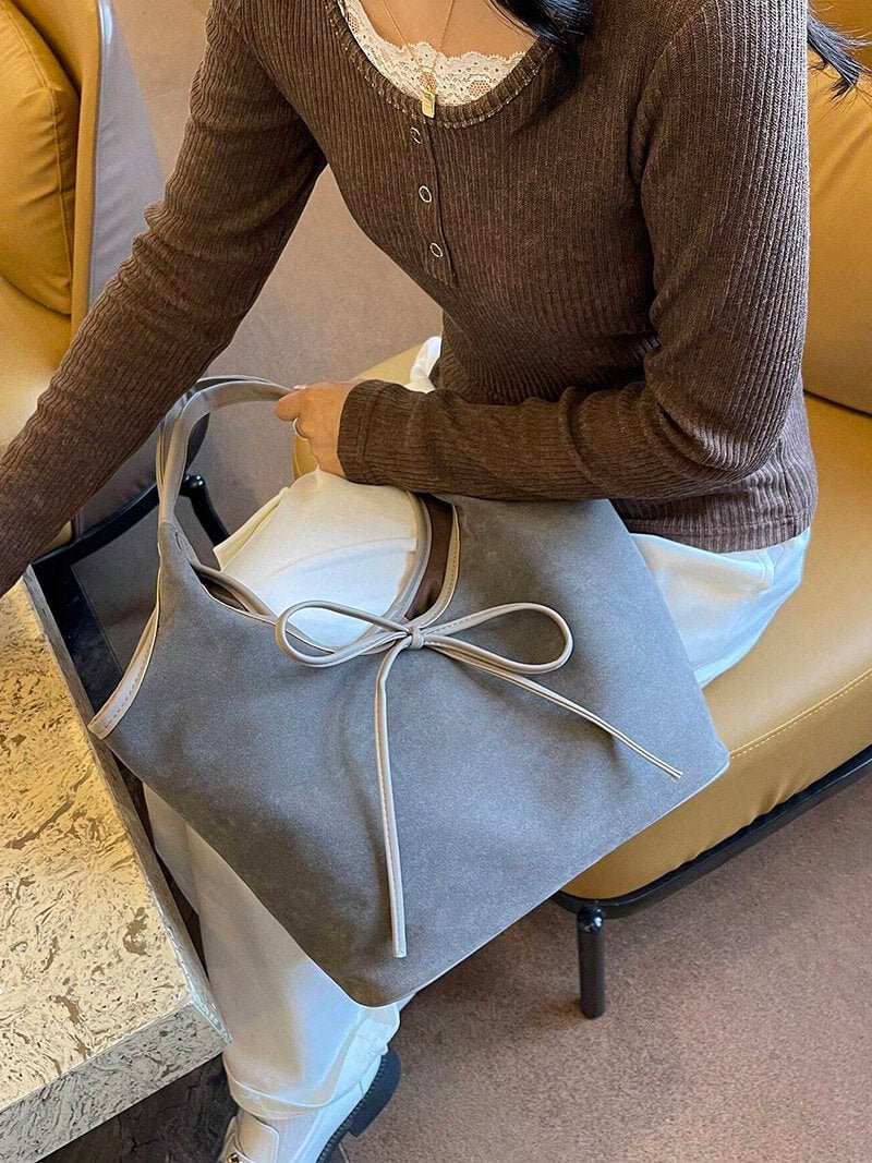 Florence Suede Bow Tote Bag