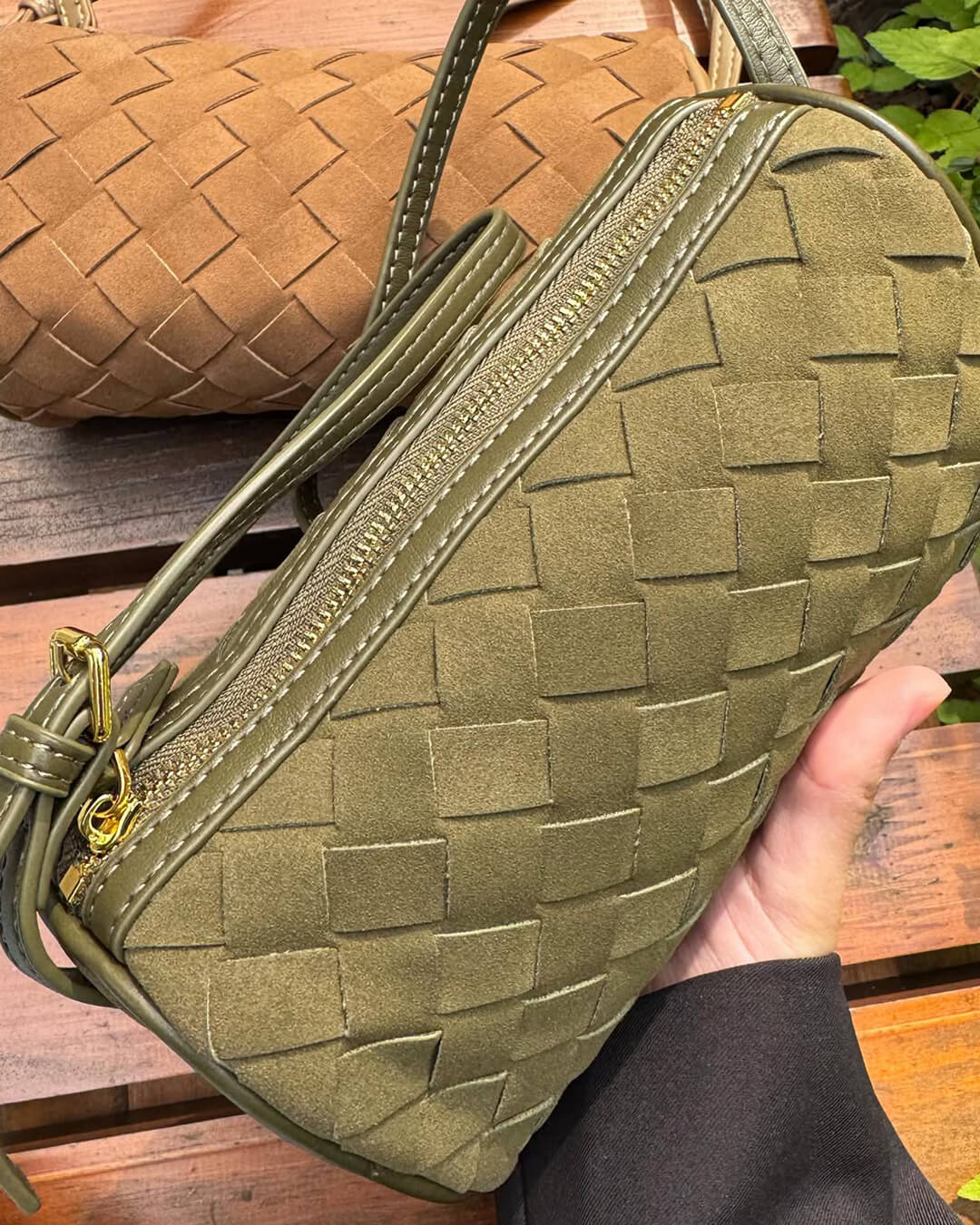 Jessica Woven Suede Shoulder Bag