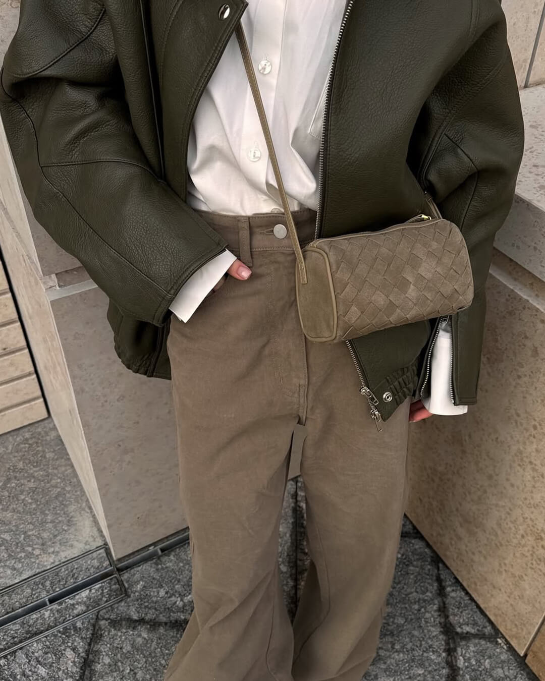 Jessica Woven Suede Shoulder Bag