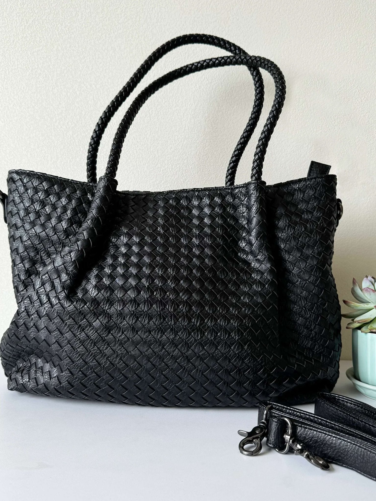 Natalie Woven Weekender Tote Bag