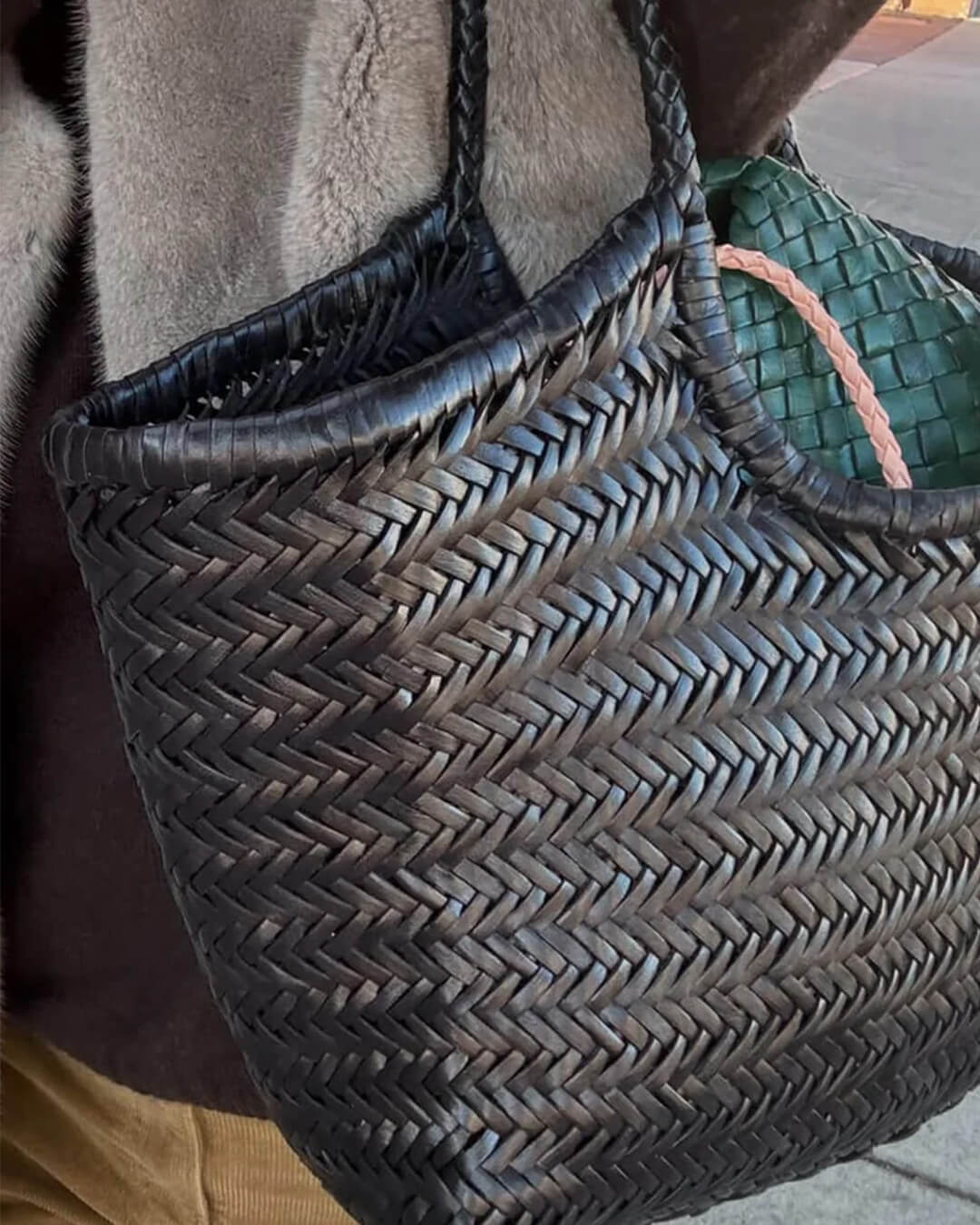 Rica Woven Faux Leather Tote Bag