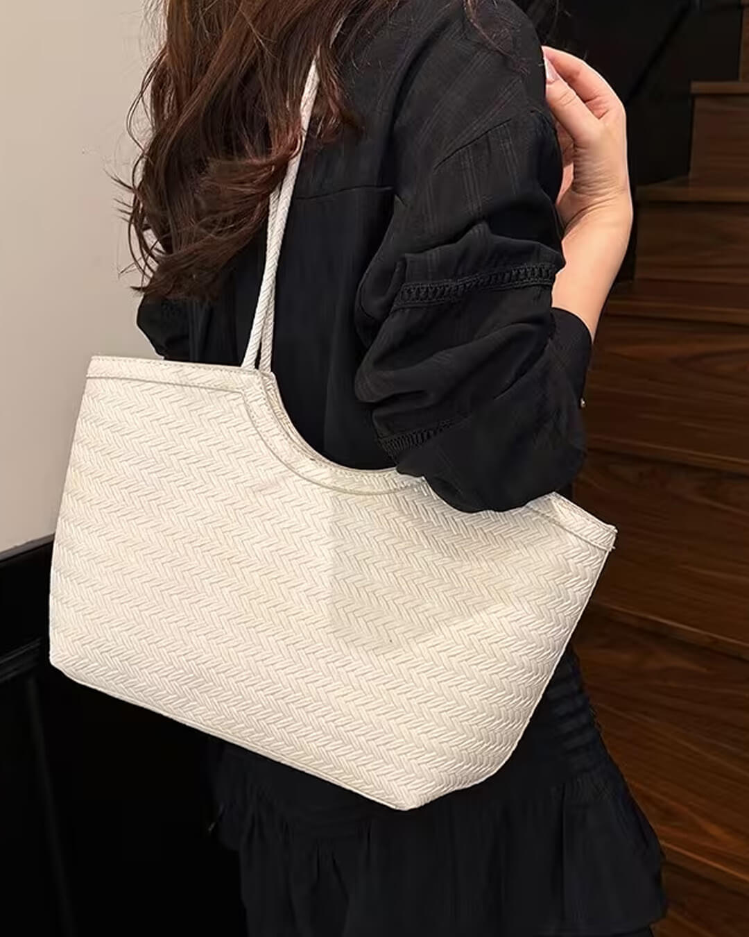 Rica Woven Faux Leather Tote Bag