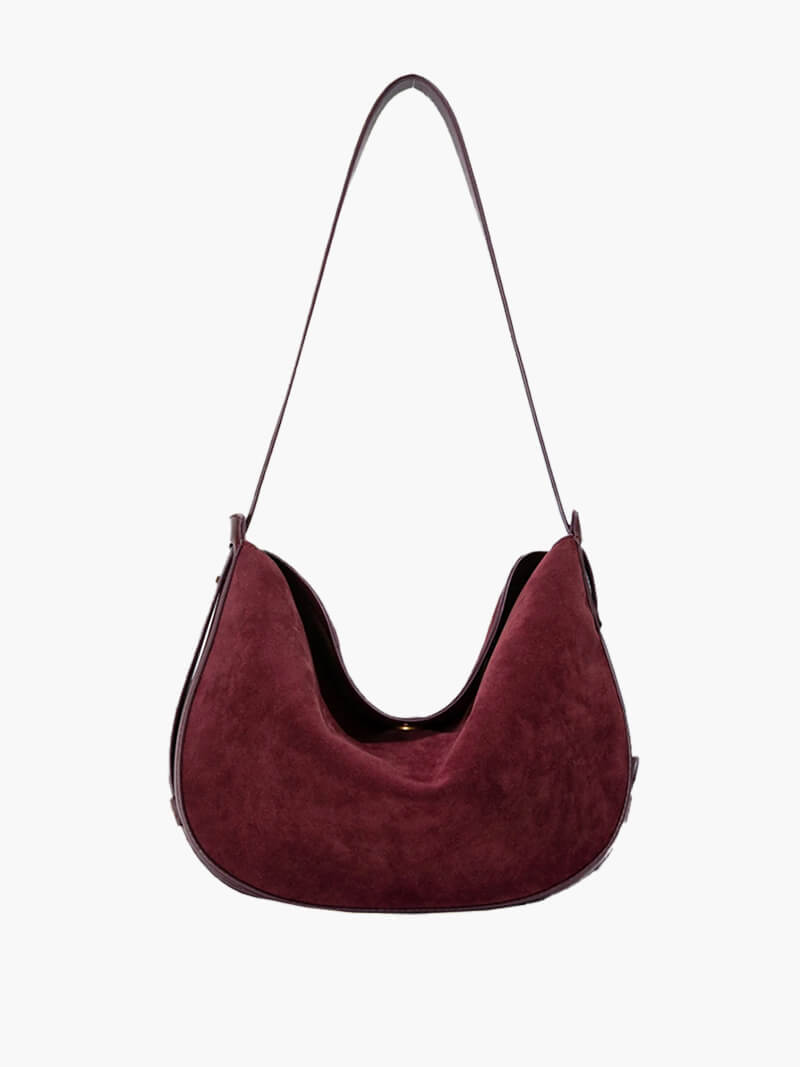 Sienna Curved Suede Shoulder Bag