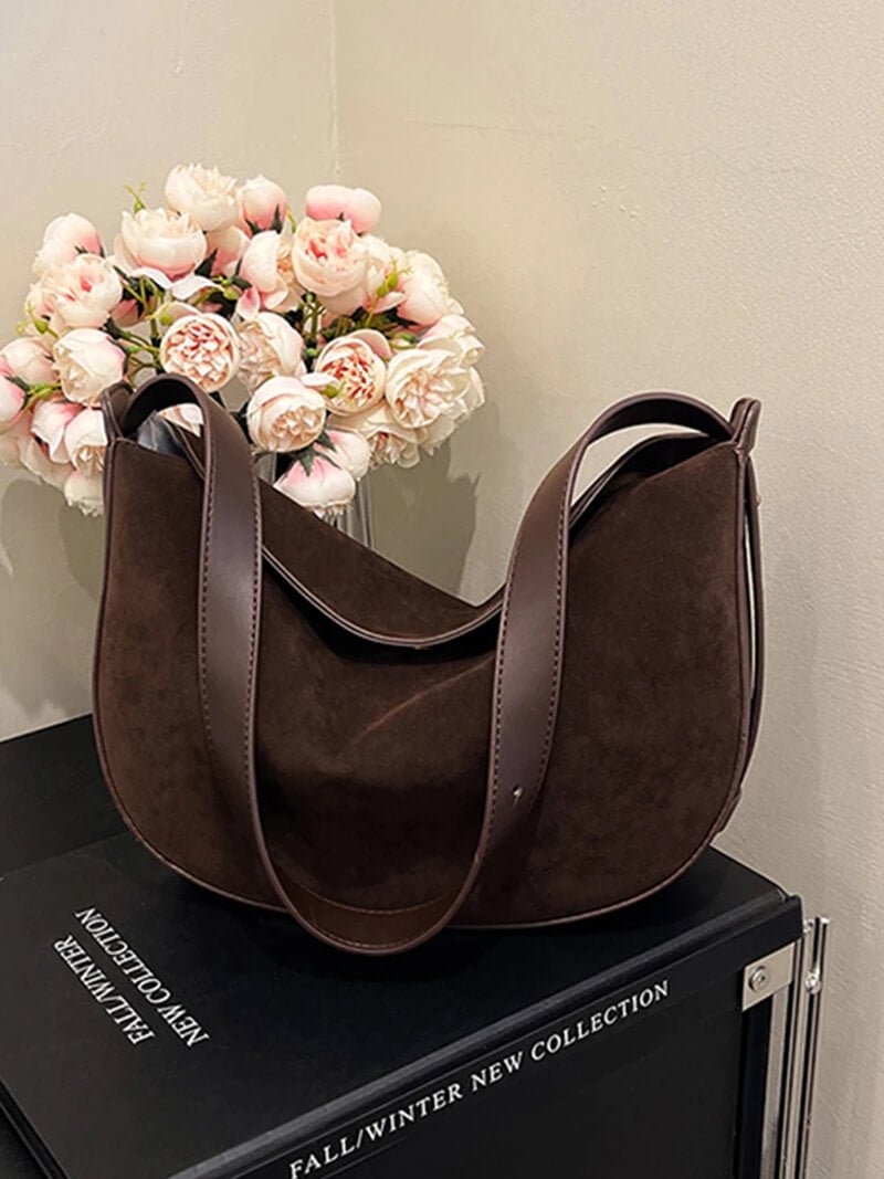 Sienna Curved Suede Shoulder Bag