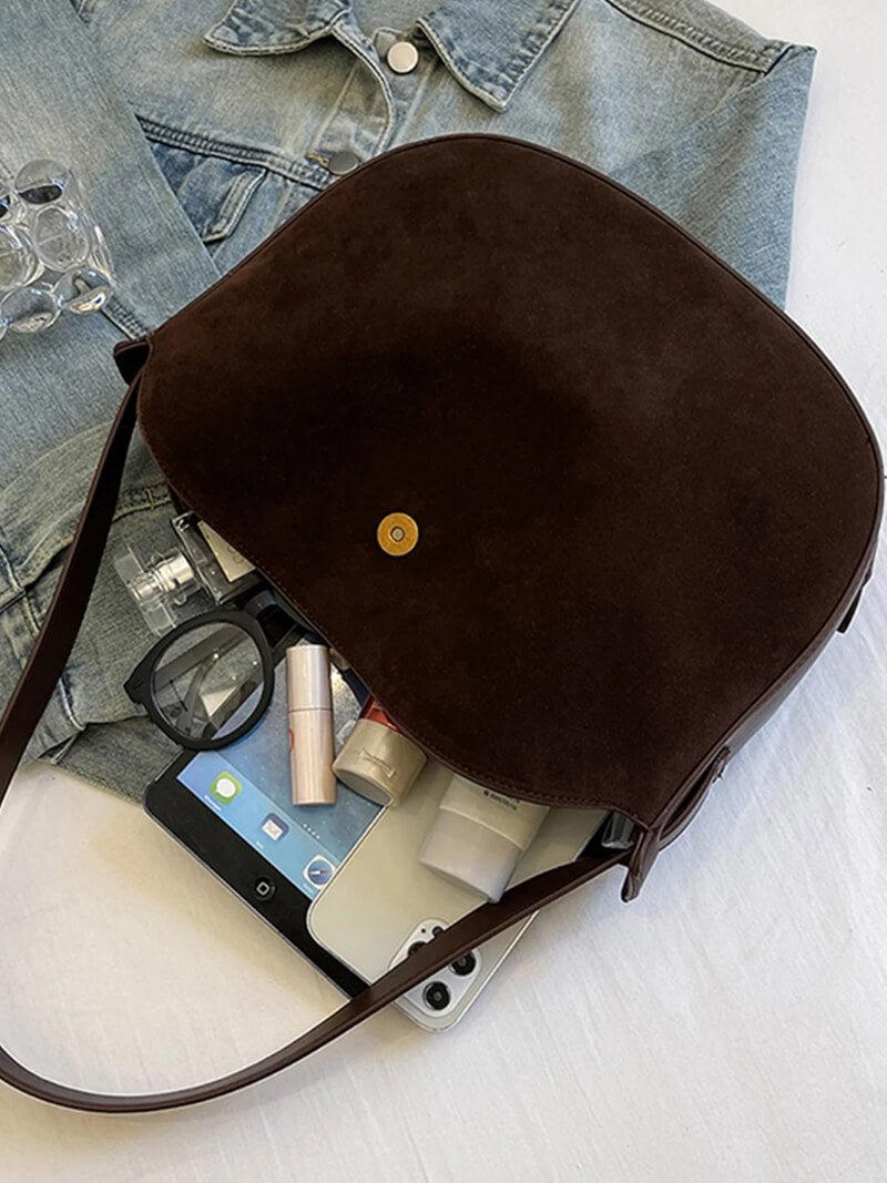 Sienna Curved Suede Shoulder Bag